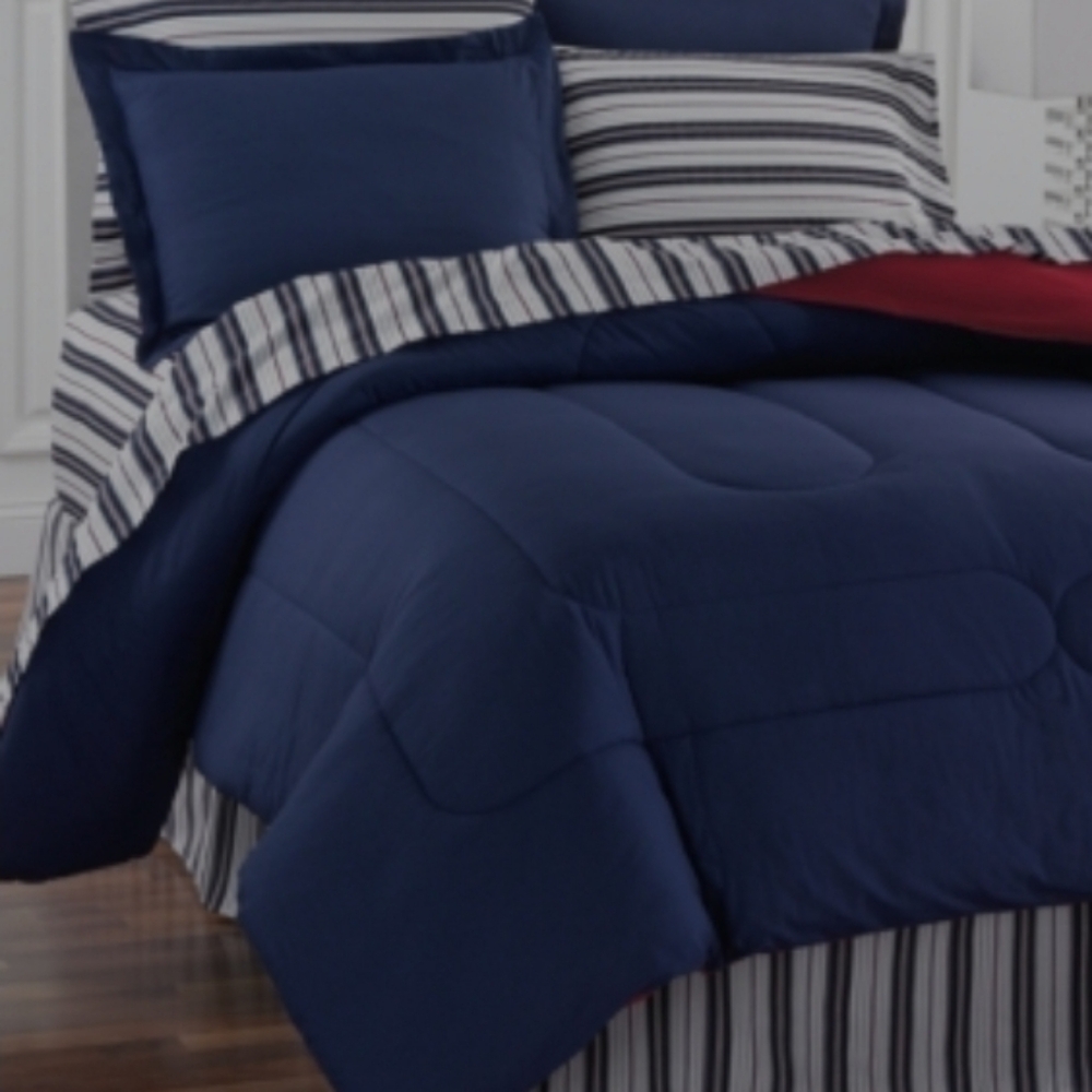 Fairfield Square Coll 8pc Full Comforter Set Navy Yard II Blue Bedding